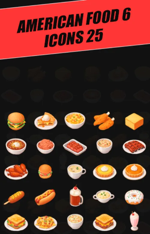 American Food 6 Icons