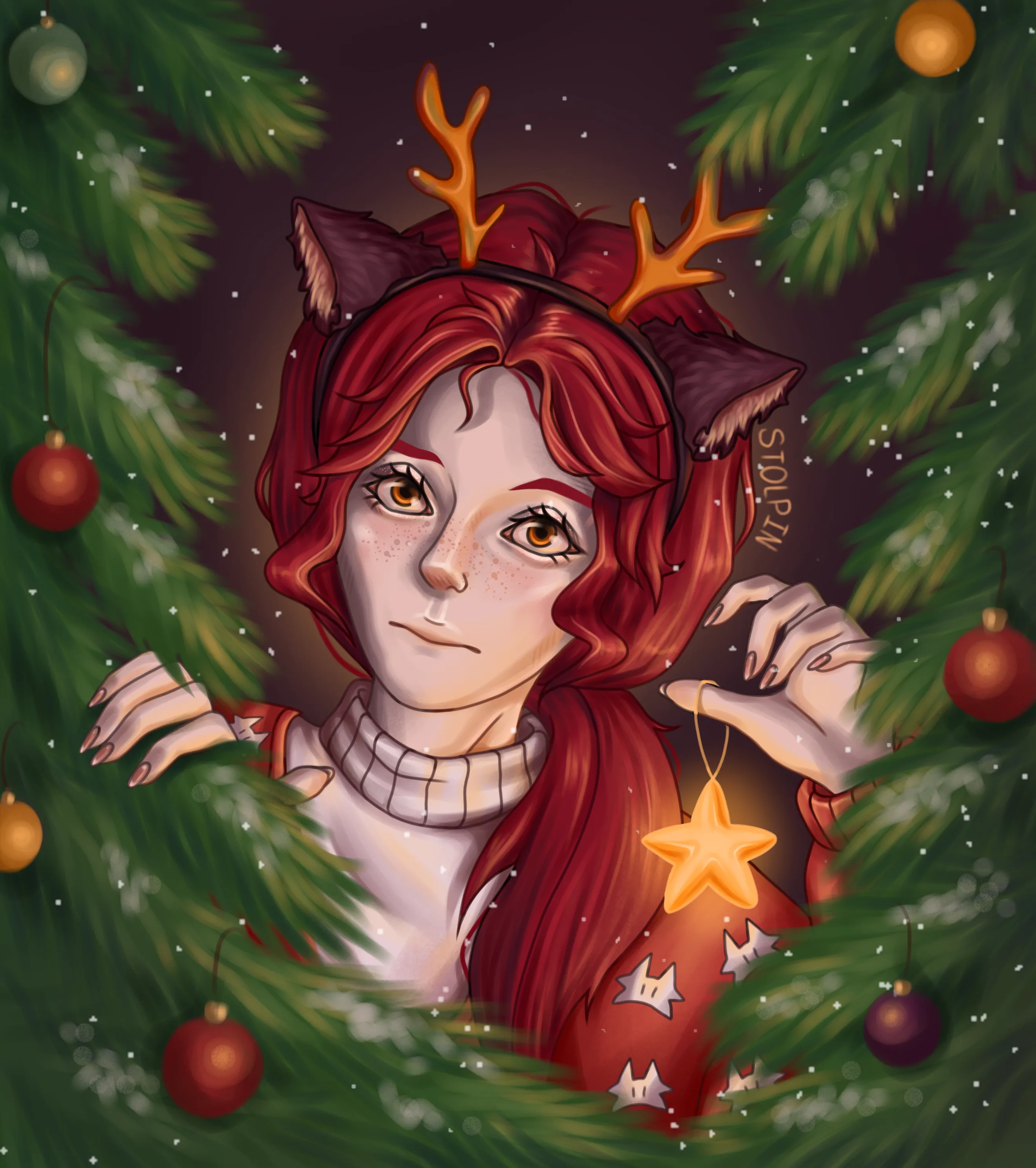 Персонаж среди ёлок