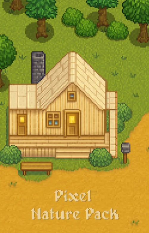 Pixel Nature Pack – House, Trees, Bushes & Universal Tilemap