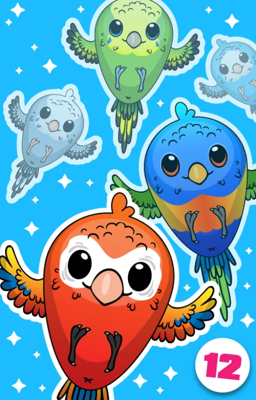 Ассет с попугаями для анимации. 12шт