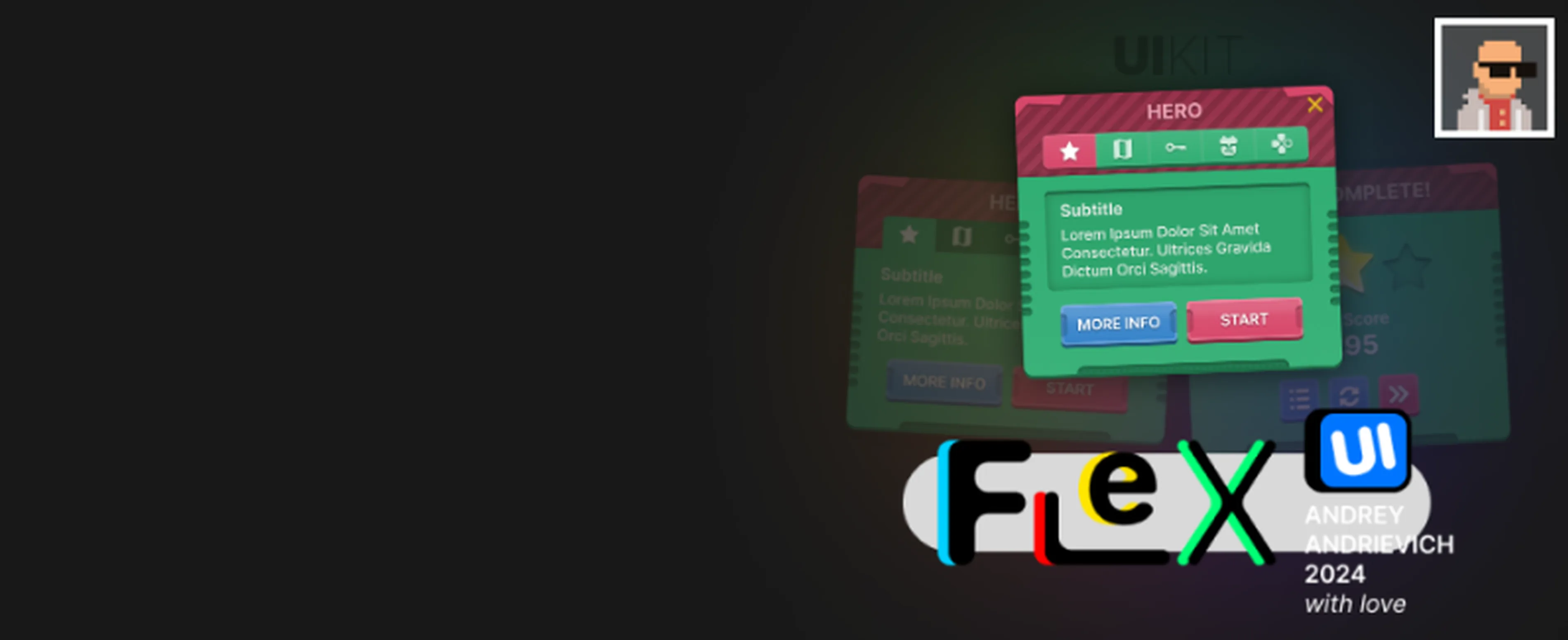 UI Kit. FlexUI v2.011. Toy Racing game interface (Christmas, New Year's)