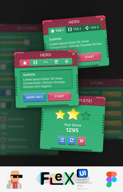 UI Kit. FlexUI v2.011. Toy Racing game interface (Christmas, New Year's)