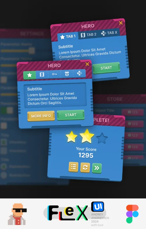 UI Kit. FlexUI v2.010. Toy Racing game interface