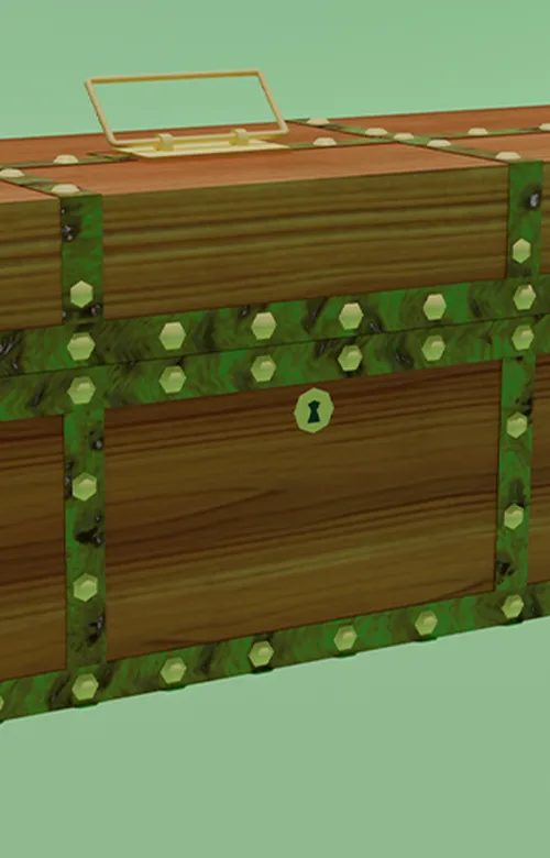 Сундук отделанный металлическими пластинами