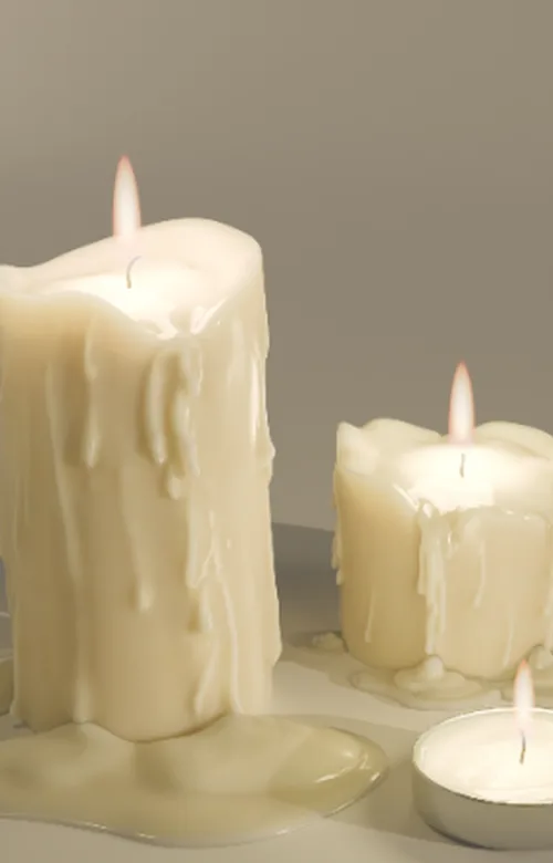 Восковые свечи, набор из 4 (Новые/Использованные версии) (mid-poly)