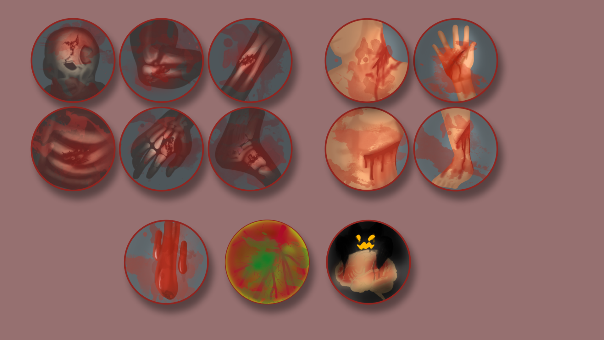 Screenshots the Injury + Hospital icons