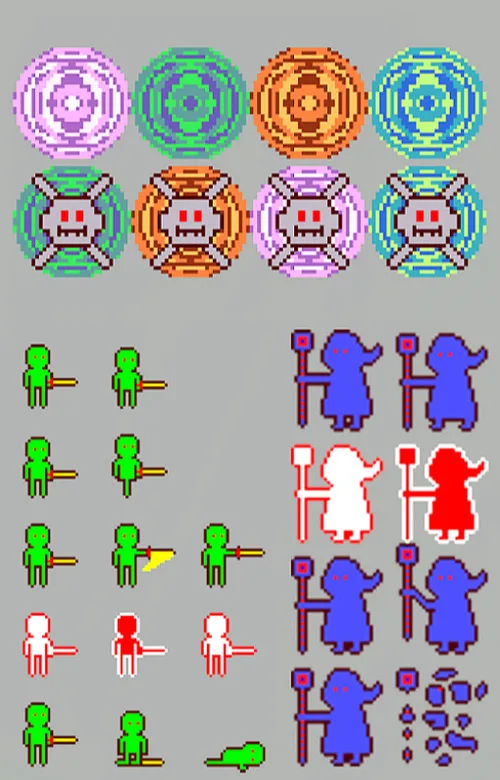 Спрайты для игры (демон, некромант, скелет, персонаж, текстуры, предметы)